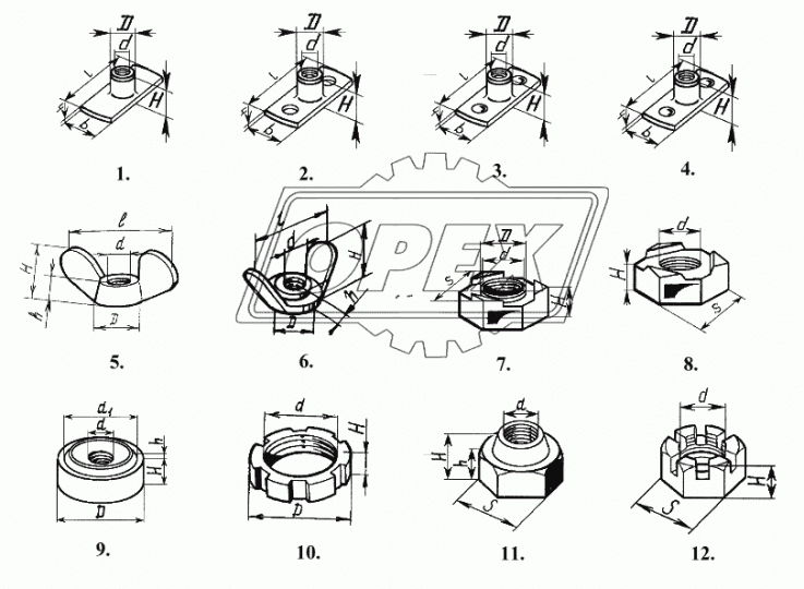 251350 Гайка С/И М6х1 h=8 c приварн.площадкой 13х22 РААЗ